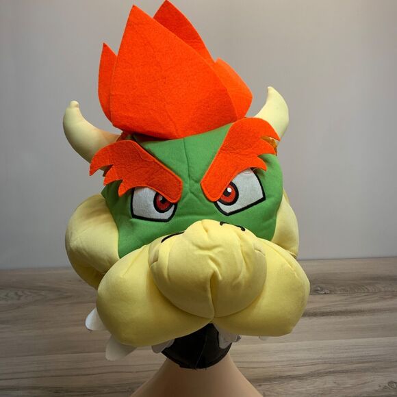 Super Mario Bros. Bowser Adult OSFM Plush Head Hat Halloween Costume with Shirt - Picture 1 of 9